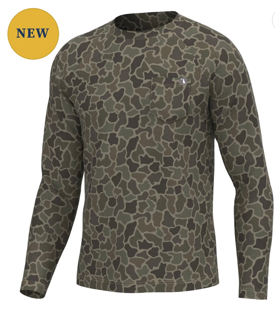 Youth Local Boy L/S Heather Blend Crew - Brush Camo