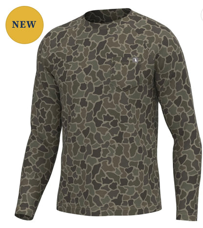 Youth Local Boy L/S Heather Blend Crew - Brush Camo