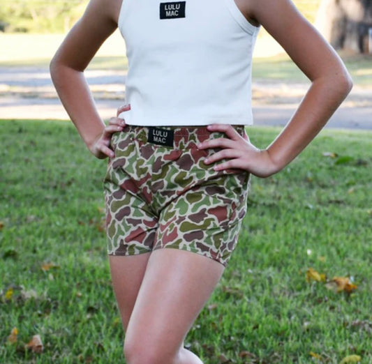 LULU MAC Light Dark Camo KIDS SHORTS