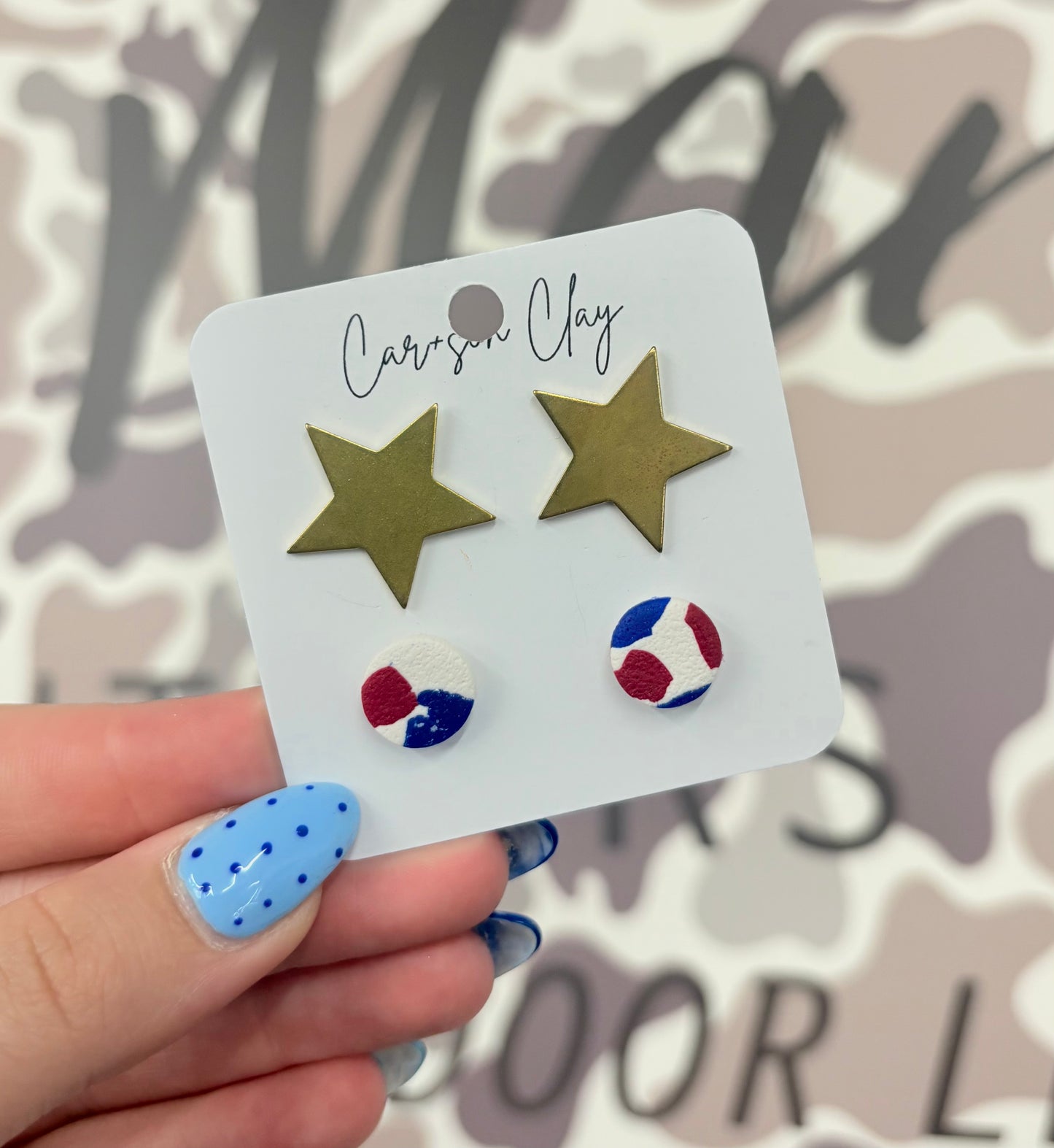 Car+son Clay STAR/RWB Studs (2 Pack)