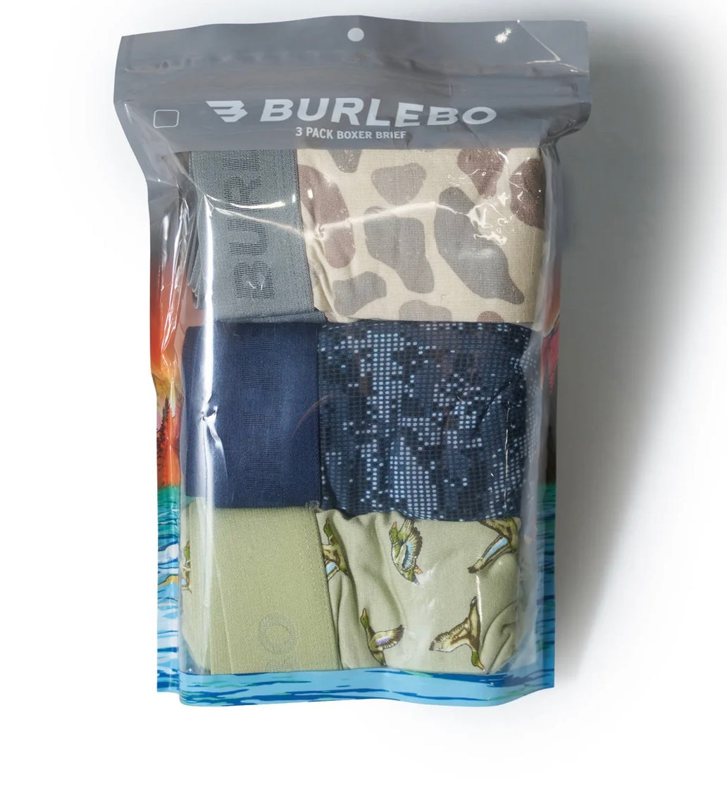 Burlebo Boxer Briefs - Classic Deer Camo, Digi Camo Navy, Flying Mallards Green