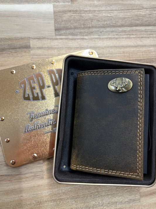 Buck Vintage Tan Leather Trifold Wallet