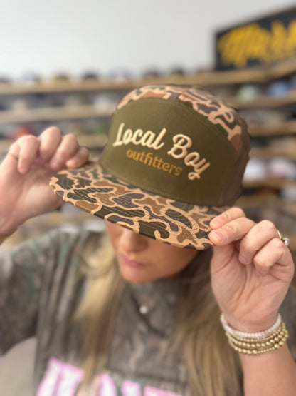 Local Boy Outfitters Simple Script 7 Panel Hat - Old School Camo