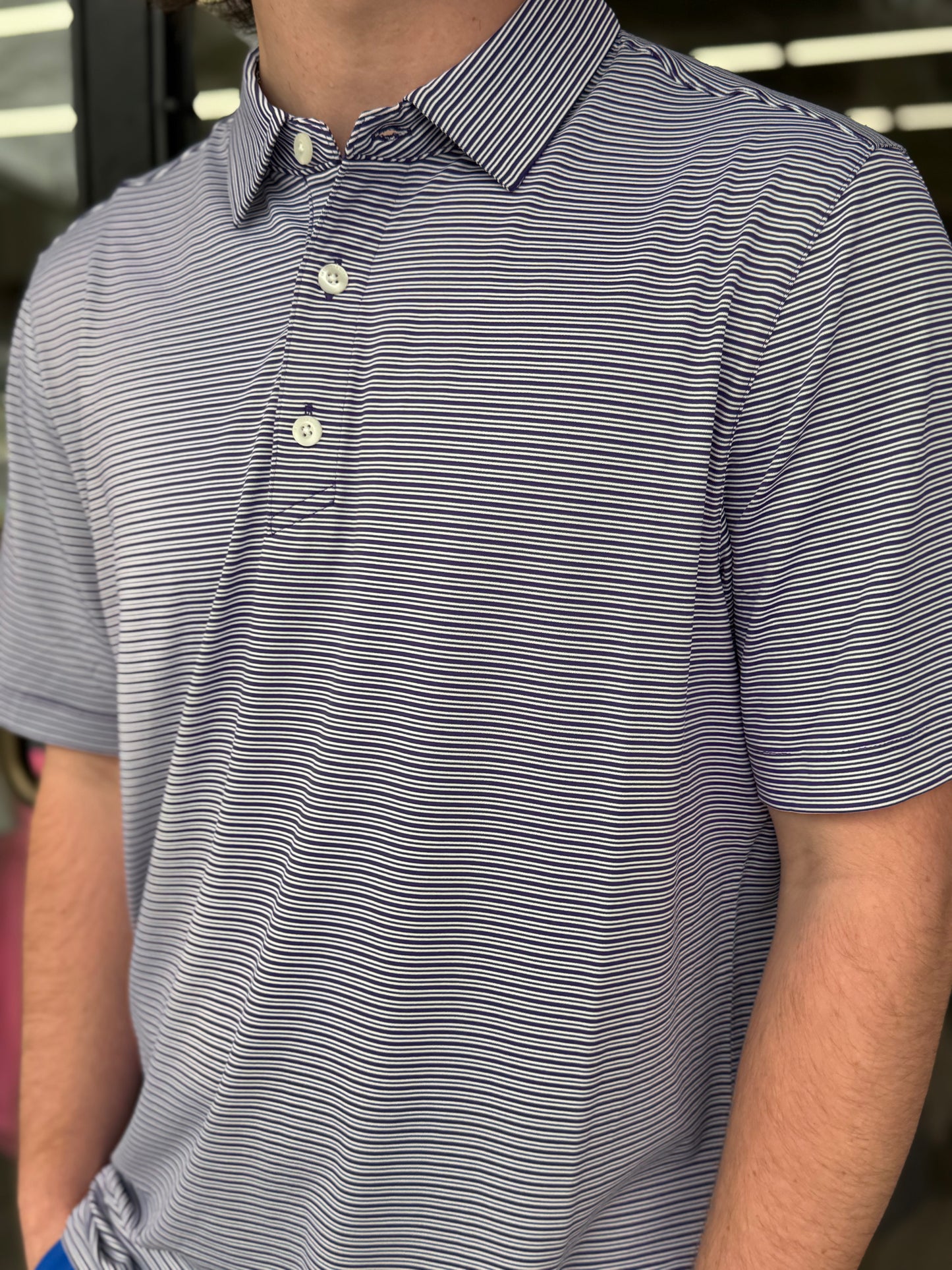 Cutter & Buck Forge Eco Double Stripe Recycled Mens Polo: College Purple/White