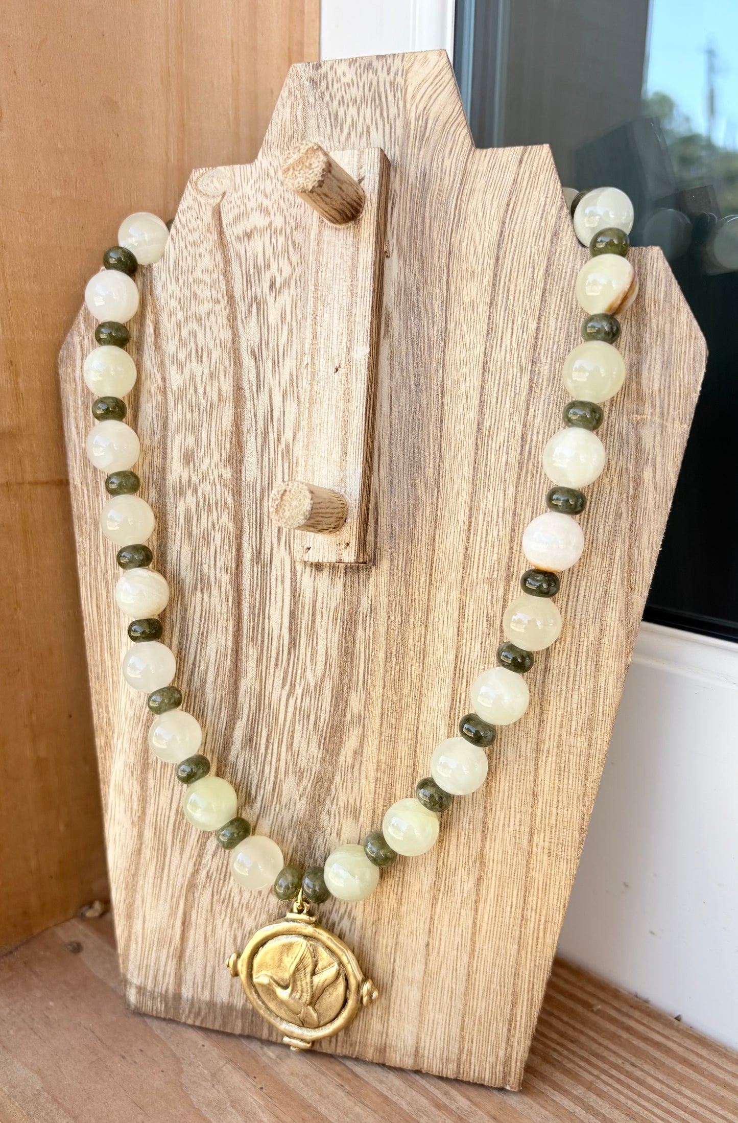 The Signature Duck Necklace by MC: Cream/Green