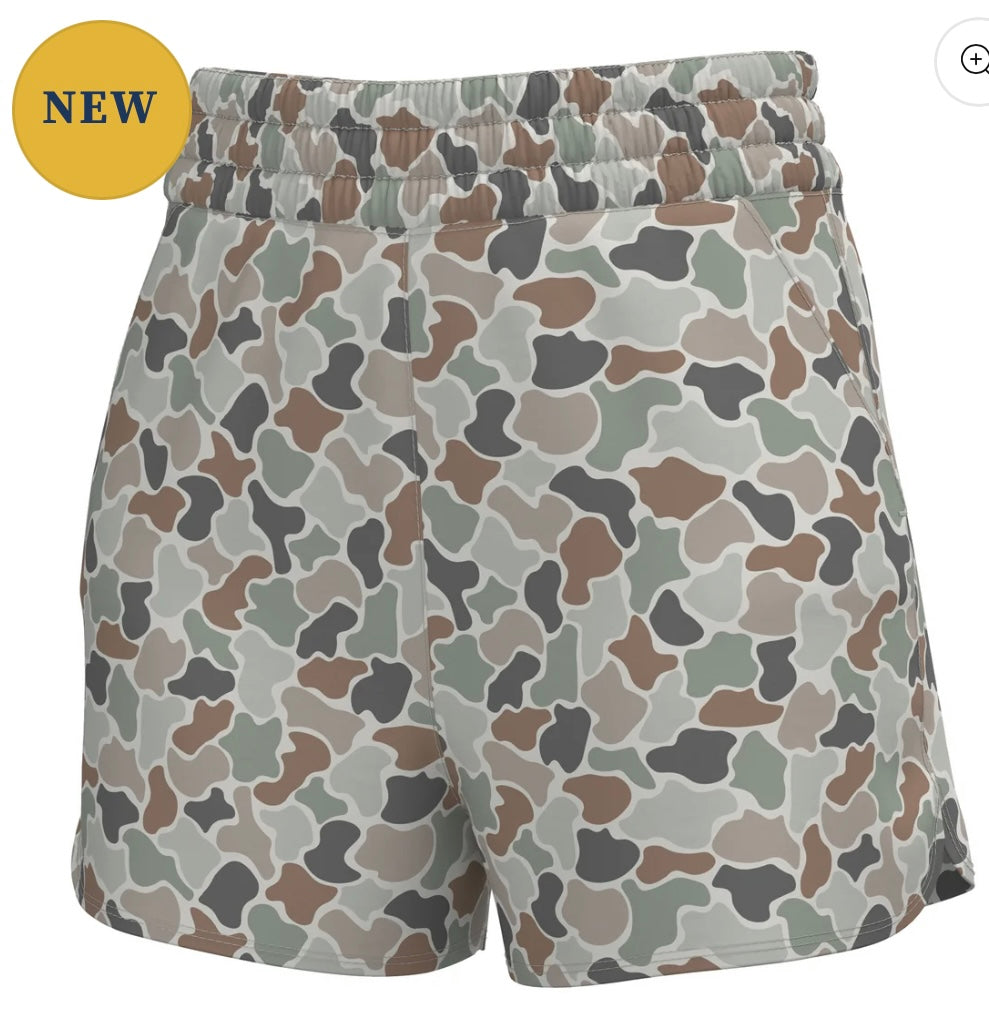 Local Girl High Waisted Volley Shorts Forest Camo Flora