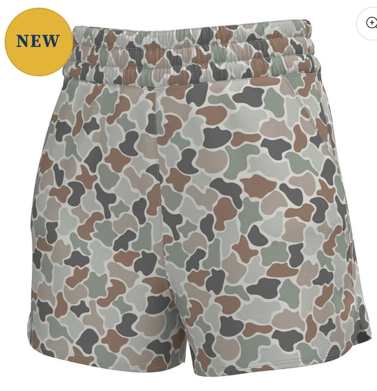 Local Girl High Waisted Volley Shorts Forest Camo Flora