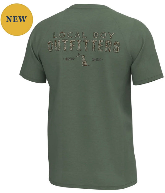 Local Boy Graphic S/S Heather Blend Crew - Old Signature - Thyme