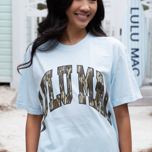 Lulu Mac ADULT Chambray COMFORT COLORS MOSSY OAK TEE