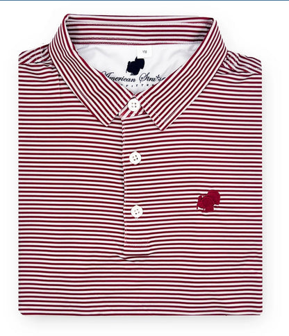 Youth American Strutter Performance Polo - Maroon & Gray