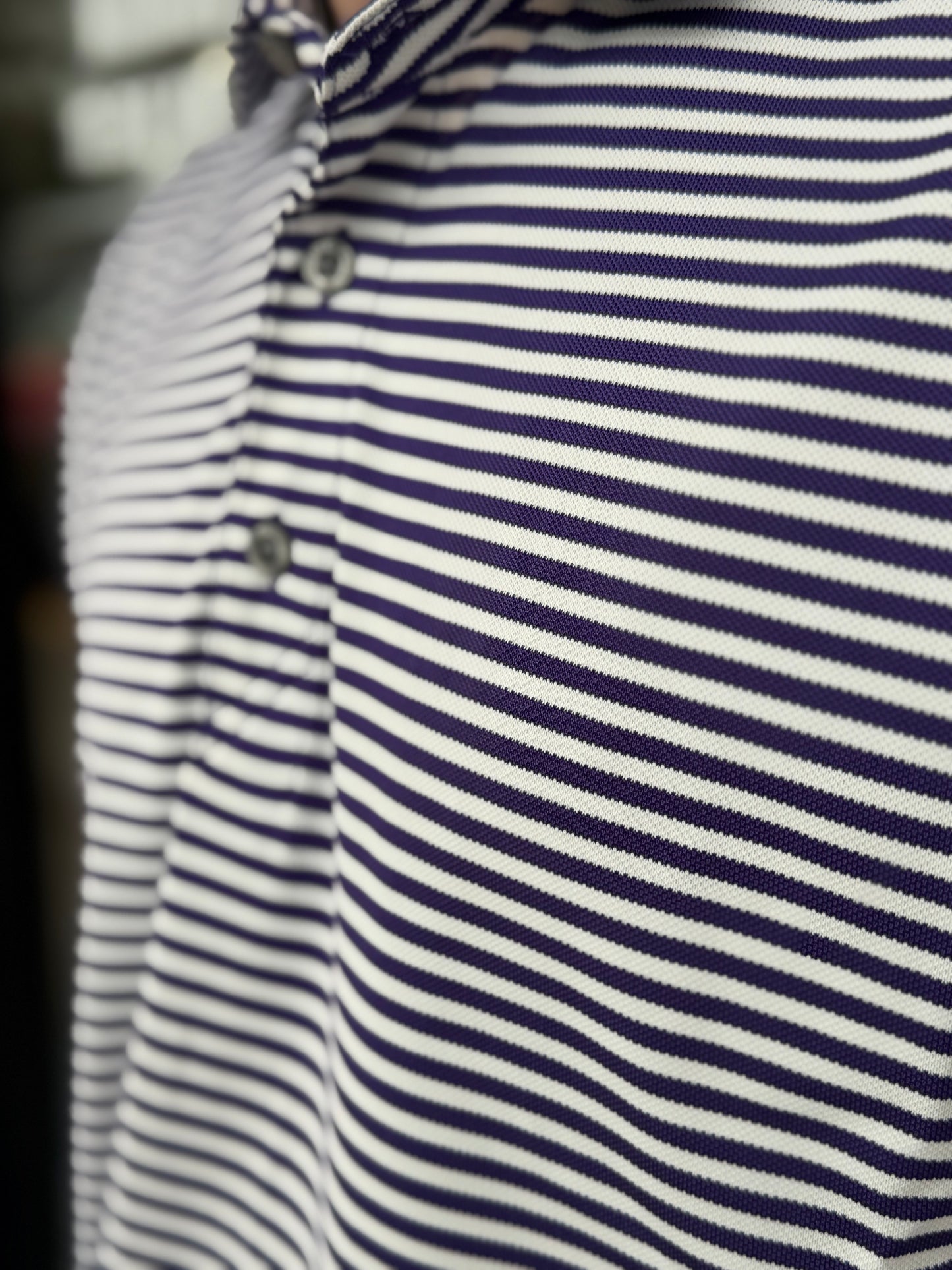 Cutter & Buck Virtue Eco Pique Stripe Recycled Mens Polo: College Purple