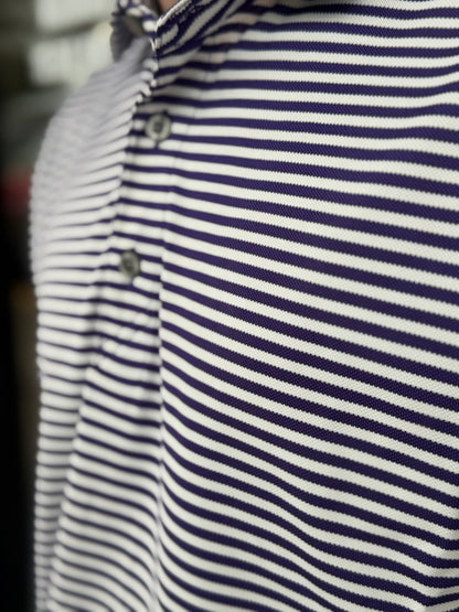 Cutter & Buck Virtue Eco Pique Stripe Recycled Mens Polo: College Purple