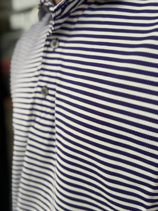 Cutter & Buck Virtue Eco Pique Stripe Recycled Mens Polo: College Purple