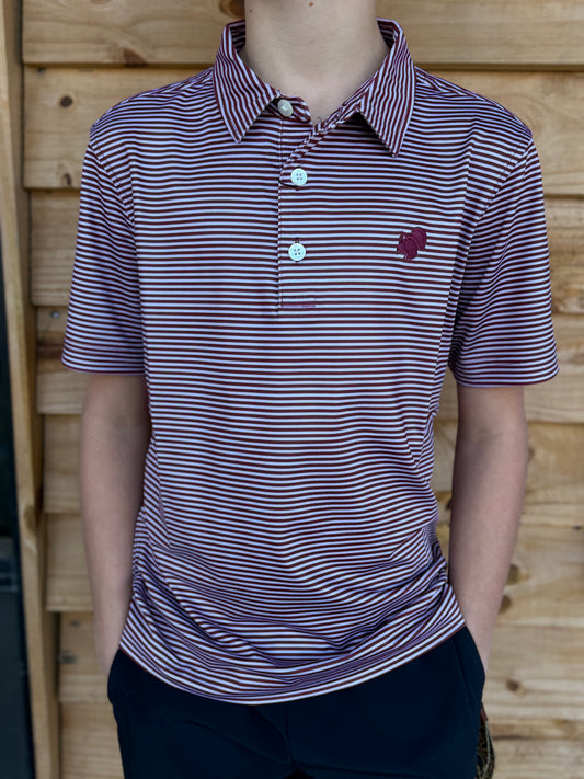 Youth American Strutter Performance Polo - Maroon & Gray
