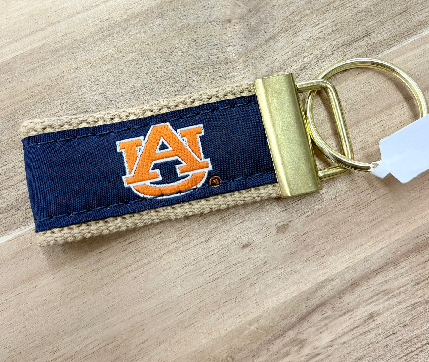 Auburn Tigers Collegiate Woven Ribbon Key Chain. Auburn Key Fob. Auburn Tigers Gift. War Eagle Key Ring. Brass Clasp and O-Ring.