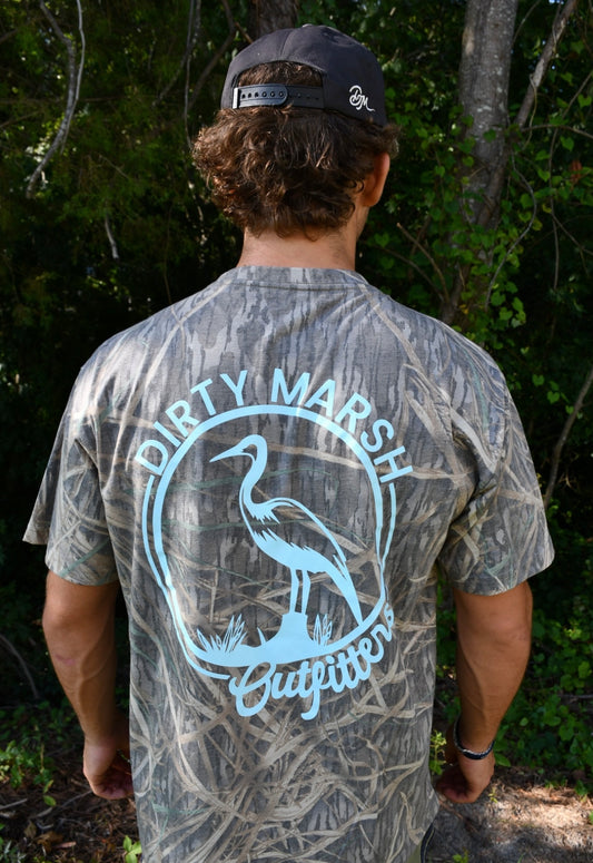 Dirty Marsh Teal Circle Logo - Mossy Oak Shadowgrass
