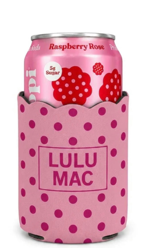 LULU MAC Pink/Hot Pink Dot Koozie