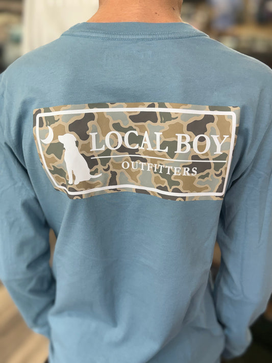 Youth Local Boy Outfitters - Long Sleeve Sand Dog & Moon Camo Plate - Slate