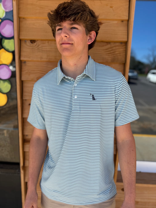 Local Boy Surfside Polo - Light Teal/Navy/White