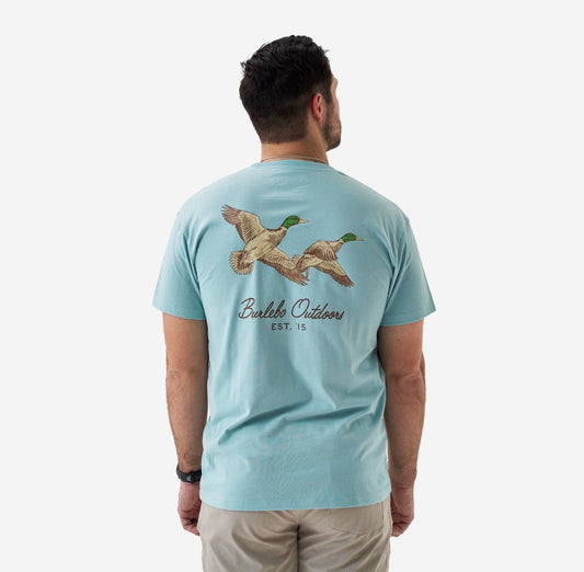Burlebo Flying Mallards Tee - Heather Sky Blue