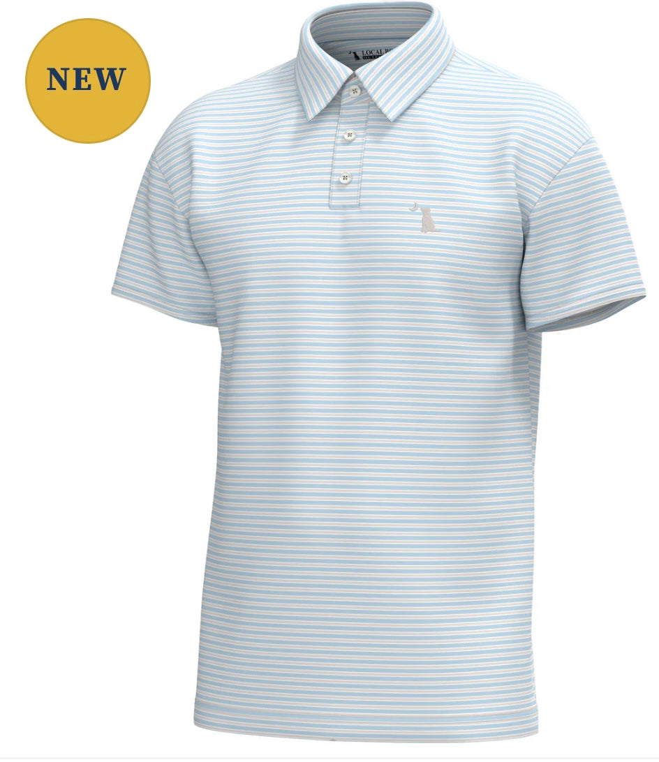 Local Boy Surfside Polo - Ice Blue/Light Sand/White
