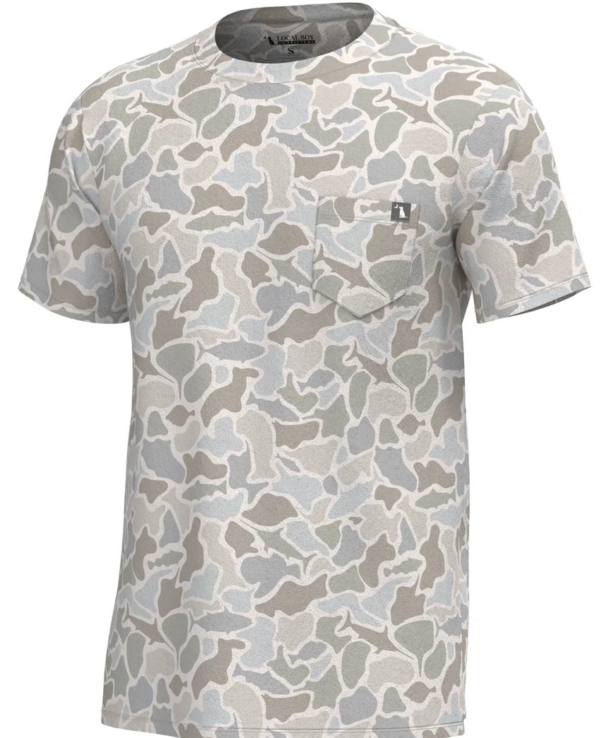 Local Boy S/S Heather Blend Crew - Saltwater Camo