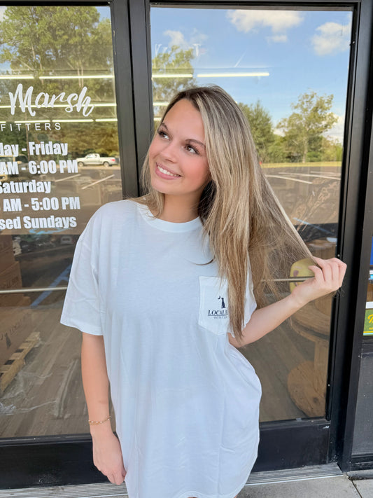 Local Boy Tailgate Scene SS Tee - Navy/Orange