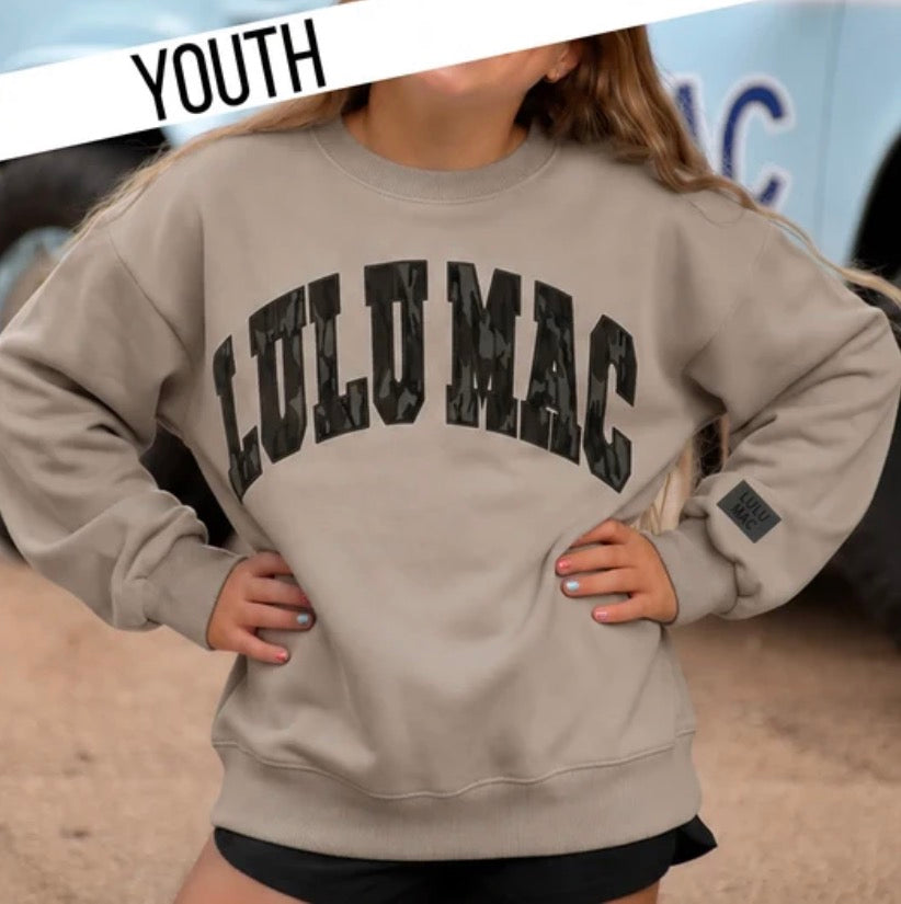YOUTH MOSSY OAK BOTTOMLAND LULU MAC SWEATSHIRT- Greige