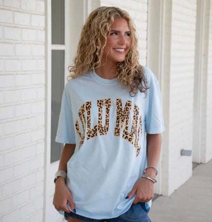 LULU MAC Leopard Adult Chambray Comfort Colors T-Shirt