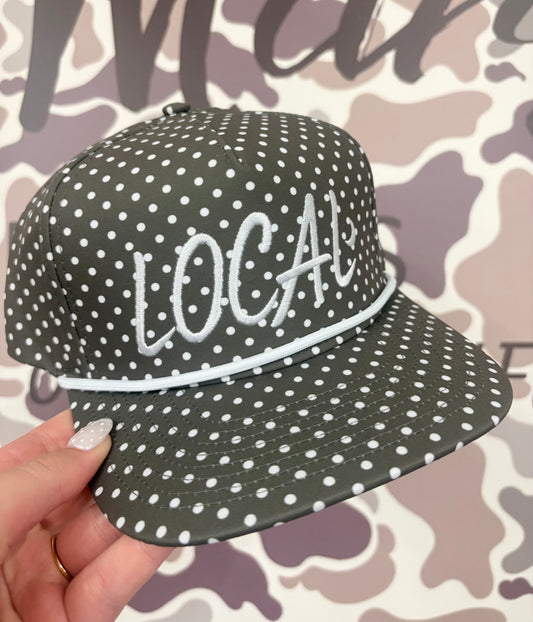 Local Girl Local Marker Rope Hat- Olive Polka Dot