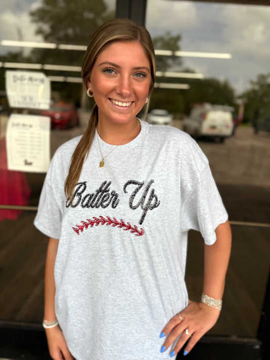 Batter Up Baseball Short Sleeve T-Shirt : Ash Gray