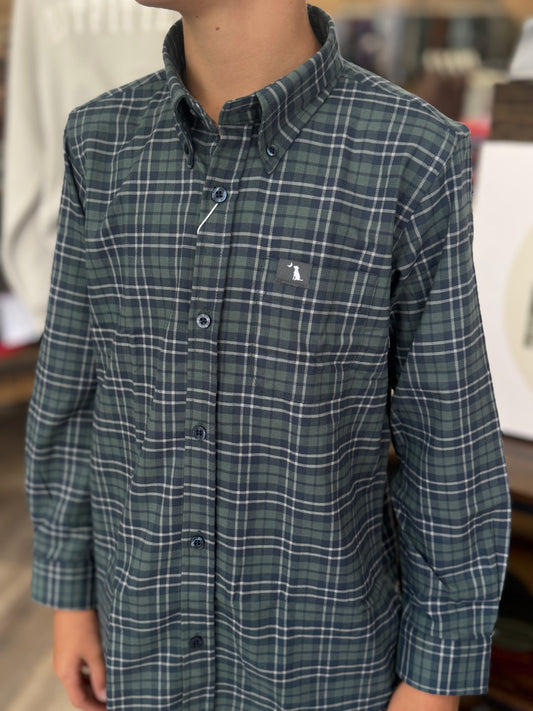 Youth Hilton Stretch Flannel - Sage/Navy/Gray