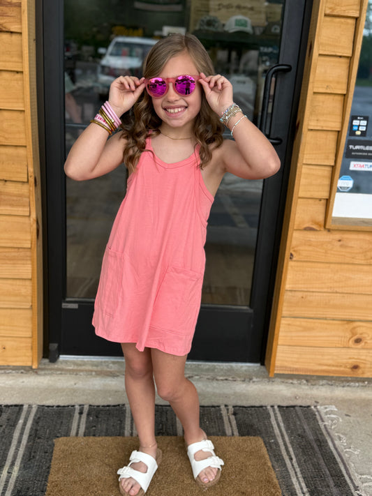 Relaxed Tank Dress with Built-In Romper Lining: Peach