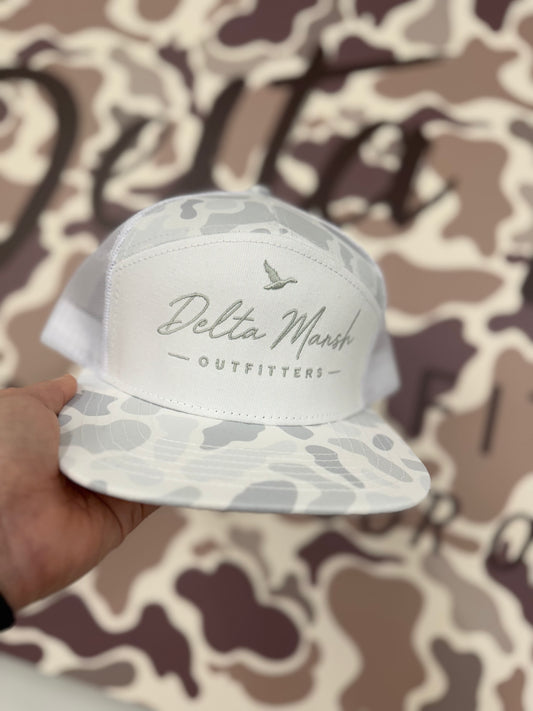 Delta Marsh Script 7 Panel - Lost Hat - white Camo