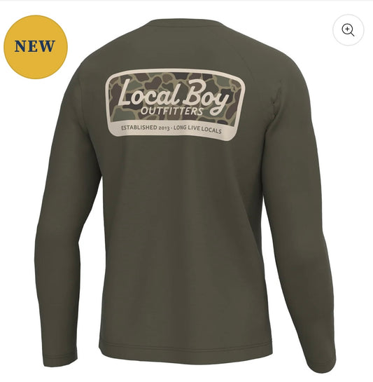 Local Boy Graphic L/S Heather Blend Crew - Brush Camo Mark
