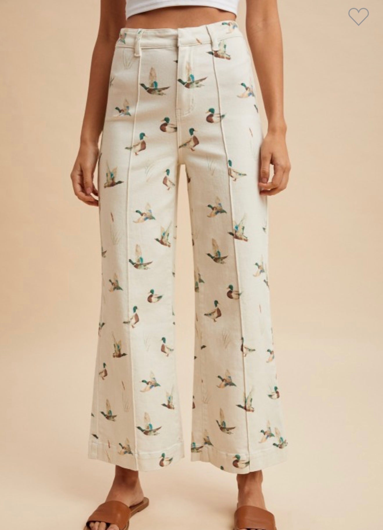 Mallard Printed Stretch Denim Wide Leg Jean