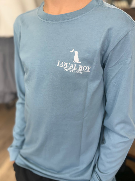 Youth Local Boy Outfitters - Long Sleeve Sand Dog & Moon Camo Plate - Slate