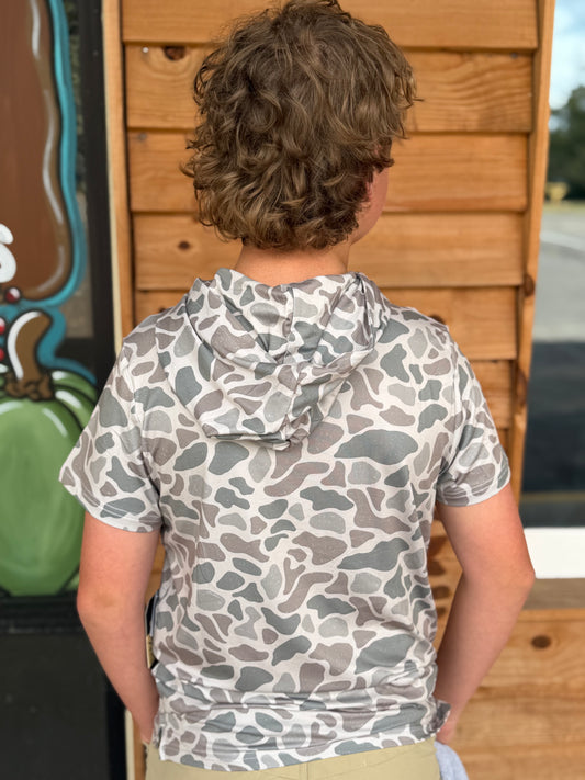 BURLEBO - Youth/Toddler SS Performance Hoodie - Classic Deer Camo