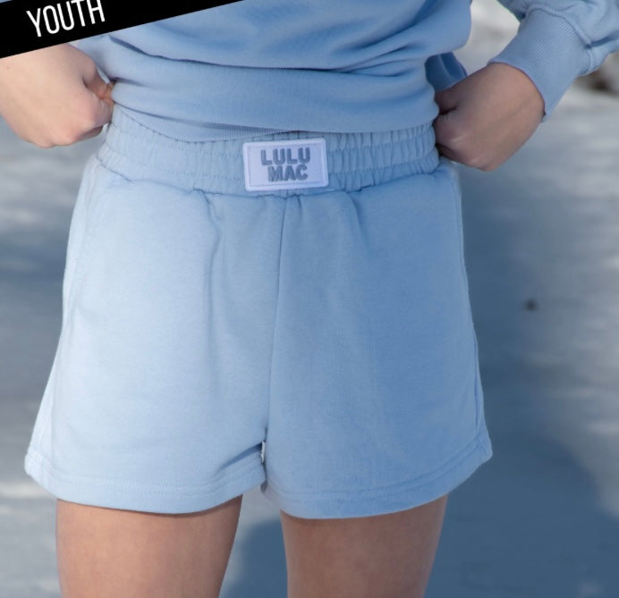Youth Lulu Mac Terry Cloth Shorts - Light Blue