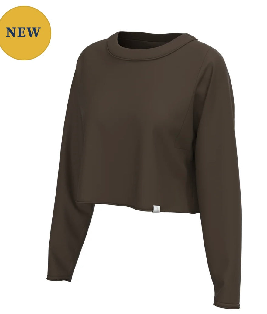 Local Girl Boxy Crop LS Tee - Espresso