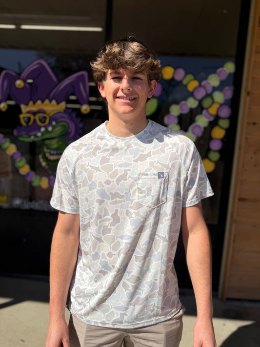 Local Boy S/S Heather Blend Crew - Saltwater Camo