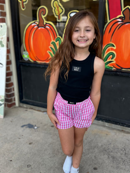 LULU MAC Pink Gingham KIDS SHORTS