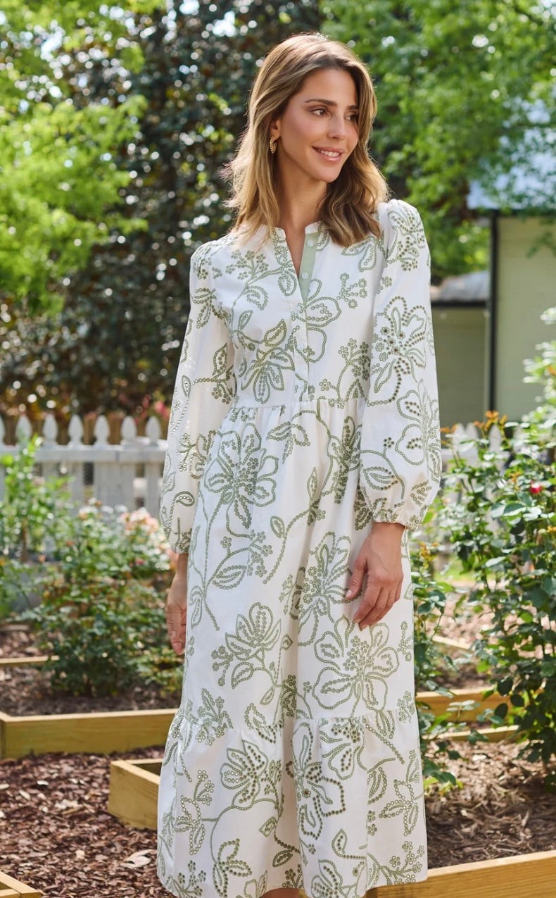 Mary Square Dress Riley Lacecap White