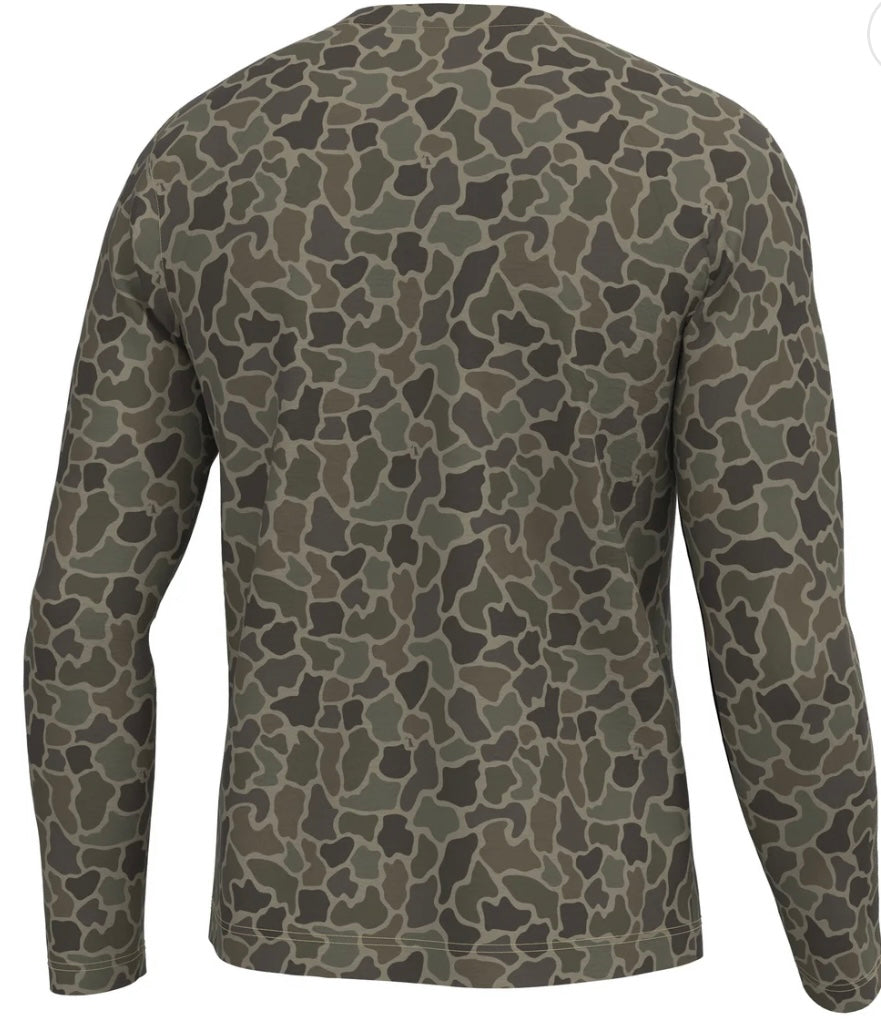 Youth Local Boy L/S Heather Blend Crew - Brush Camo