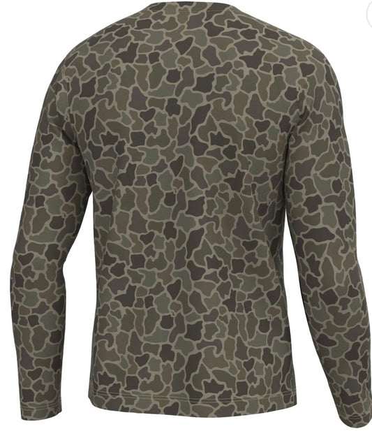 Youth Local Boy L/S Heather Blend Crew - Brush Camo