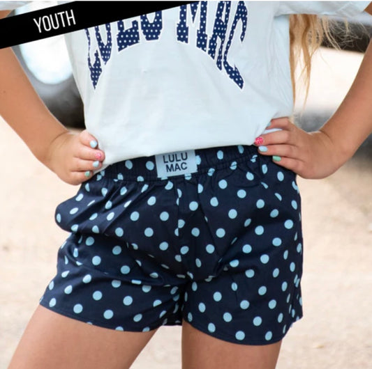 Lulu Mac Youth Navy/Light Blue SM Polka Dot SHORTS