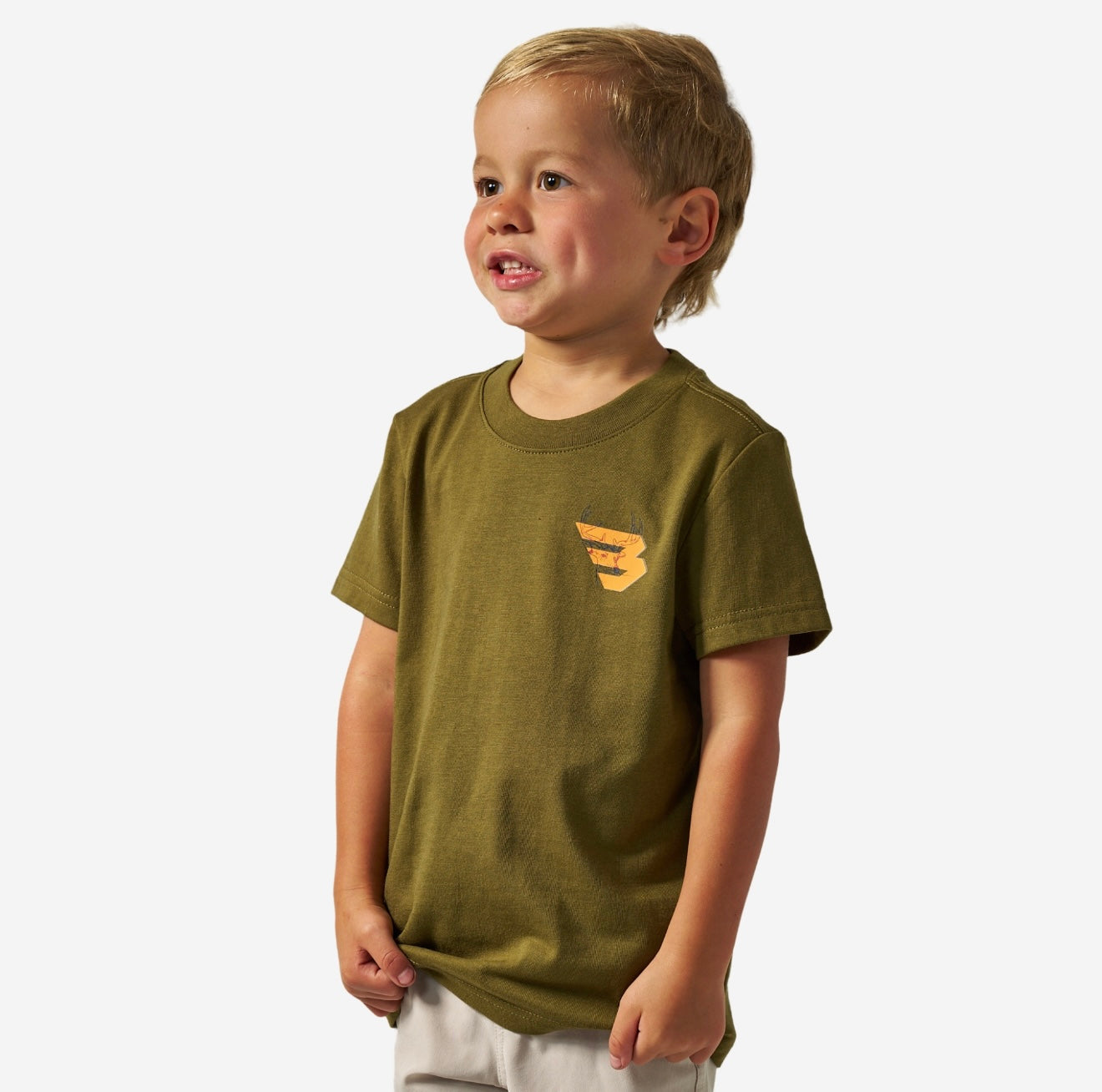 Toddler/Youth Burlebo SS Deer Flying B - Orange Logo & Hunter Green
