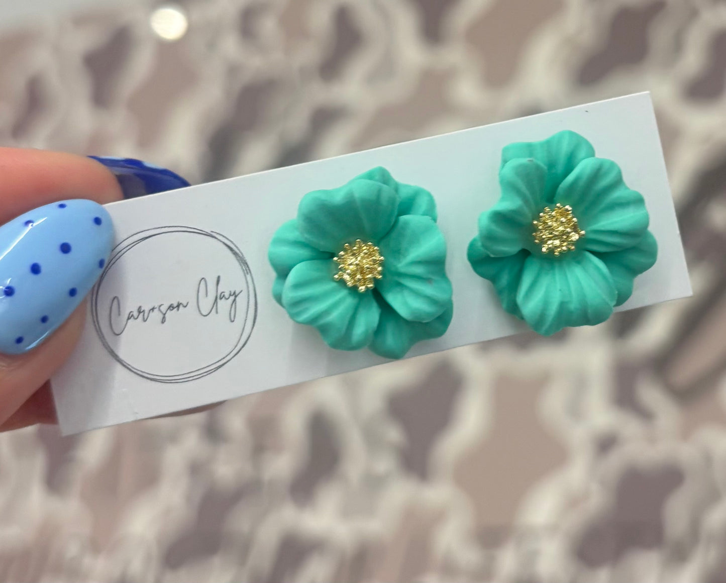 Car+son Clay Summer Flower Studs - turquoise