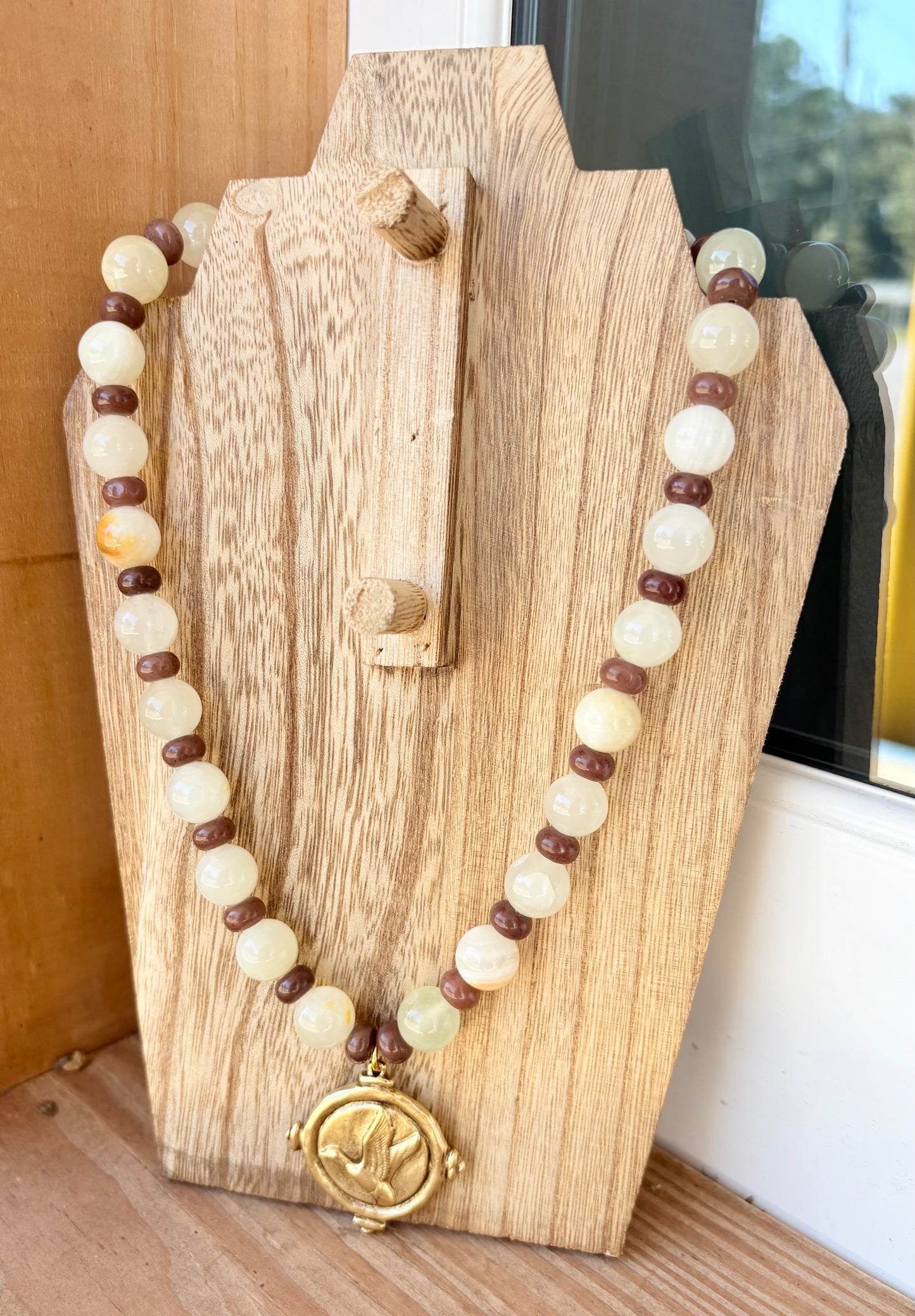 The Signature Duck Necklace by MC: Cream/Brown