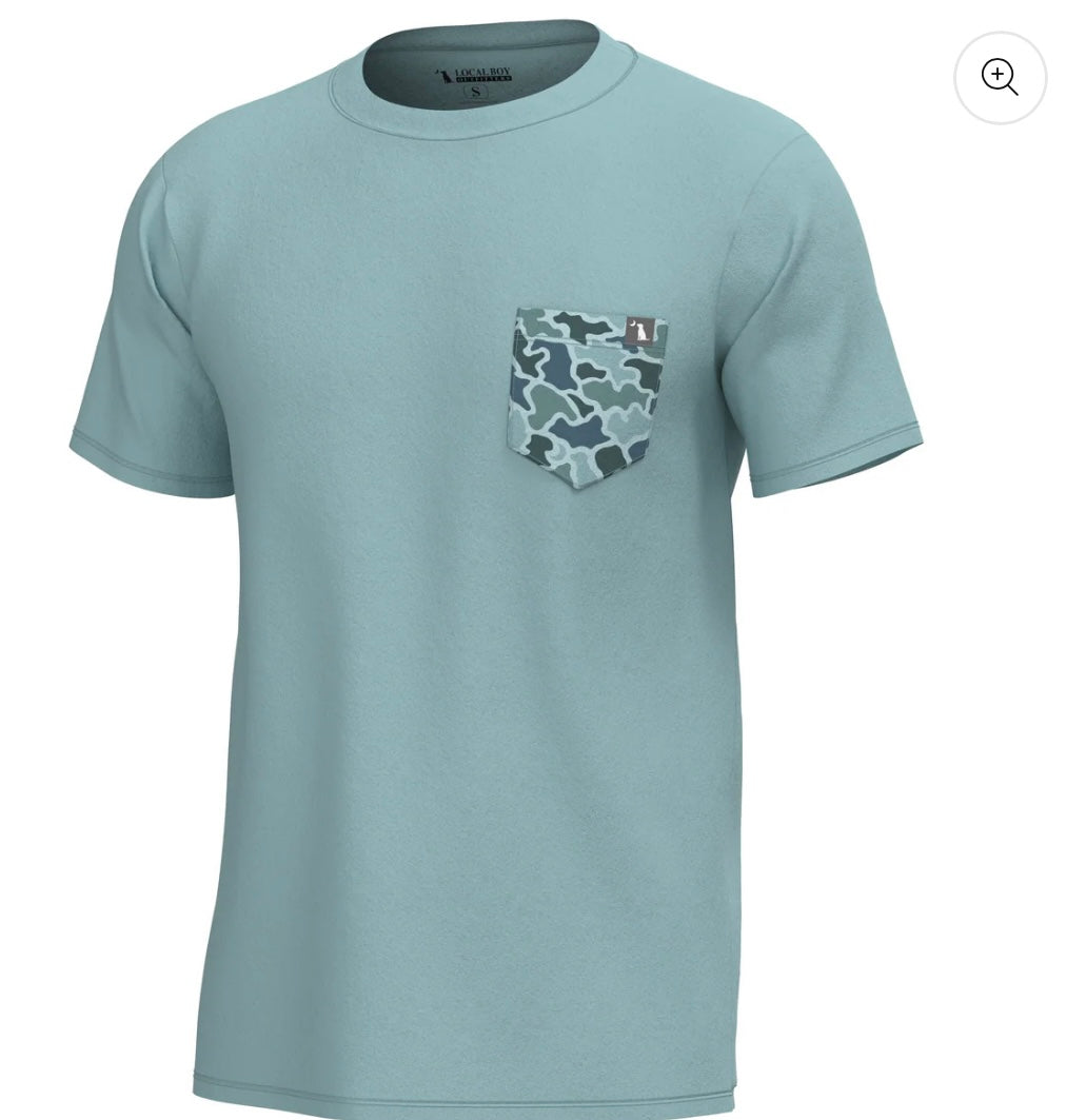 Youth Local Boy S/S Heather Blend Crew - Dark Mint/Blue Dog & Moon Camo